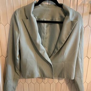 Shein Light Blue Green Blazer & Pants Suit Set